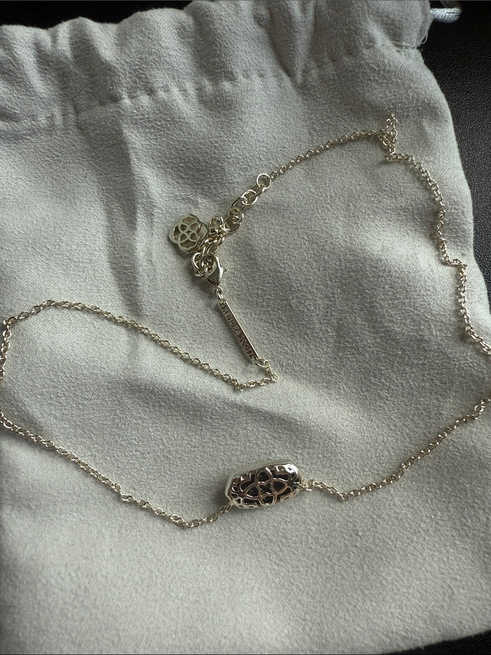 Kendra Scott Elisa Silver Pendant Necklace in Black Opaque Glass - Picture 6 of 6